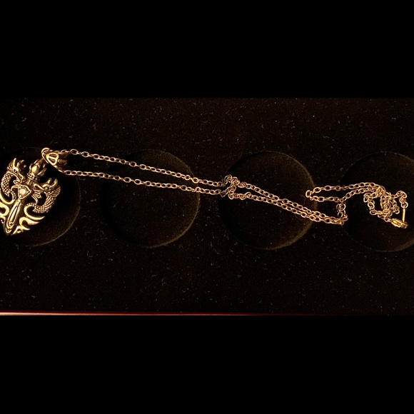 Dragons & Dagger Stainless Steel & Crystal Pendant w/ Necklace - Picture 4 of 4